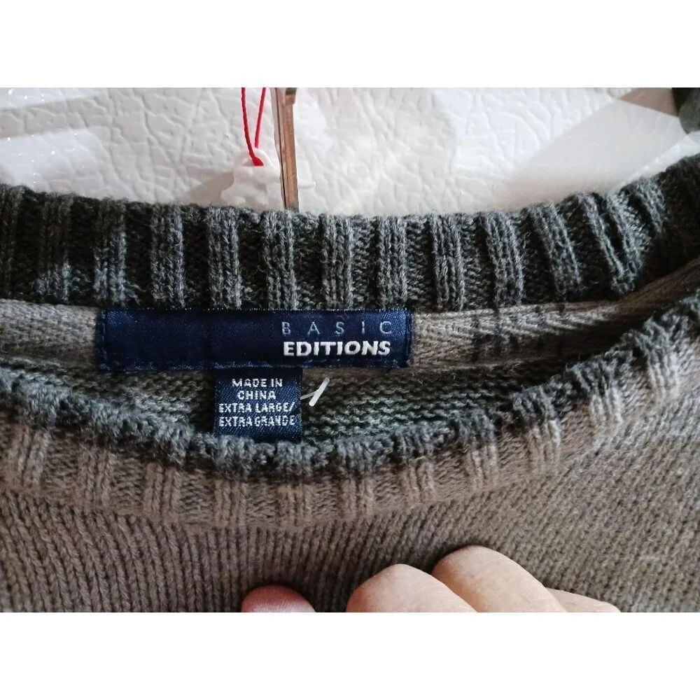 New Basic Editions Mens Size XL Slouchy Comfy Sweater Gray